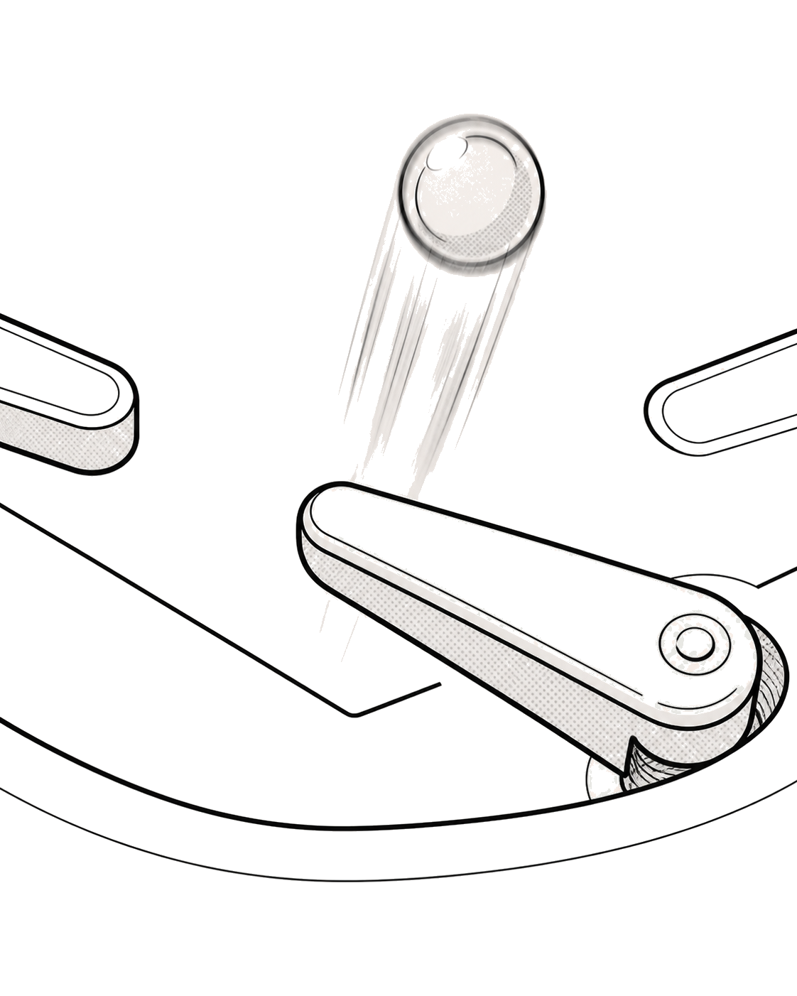Illustration showing a pinball launching off a flipper